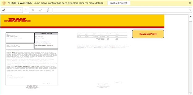 Dridex: шаблон „Фалшива информация за доставка от DHL.